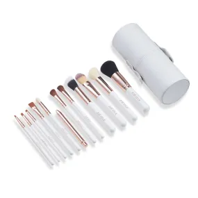 12-Piece Professional Brush Set with Vegan Leather Travel Case