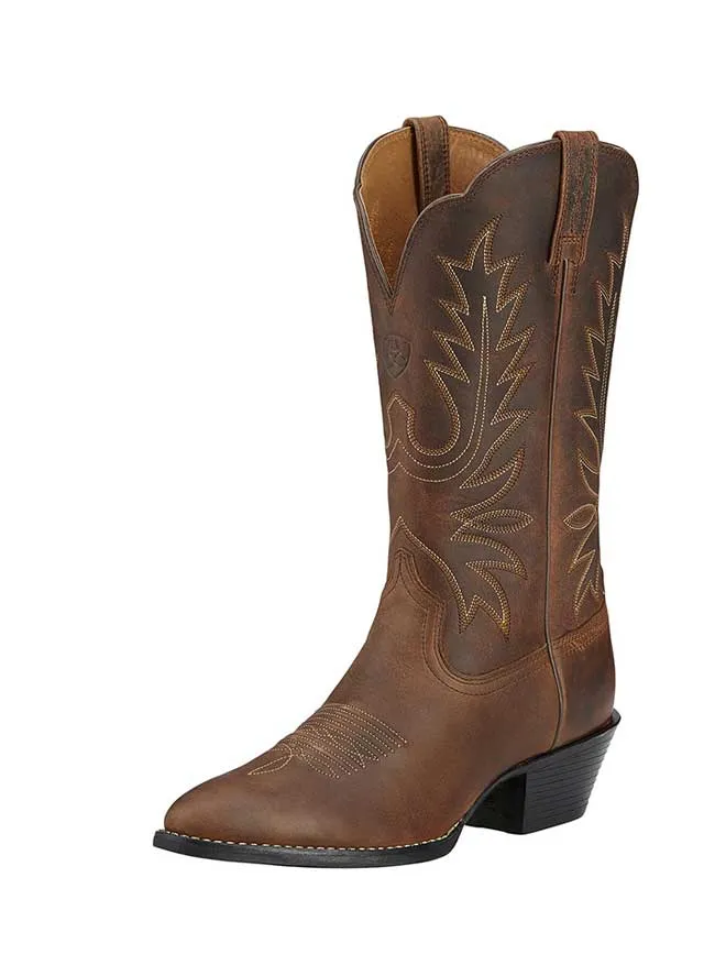 Ariat 10001021 Womens Heritage Western R Toe Boot Distressed Brown