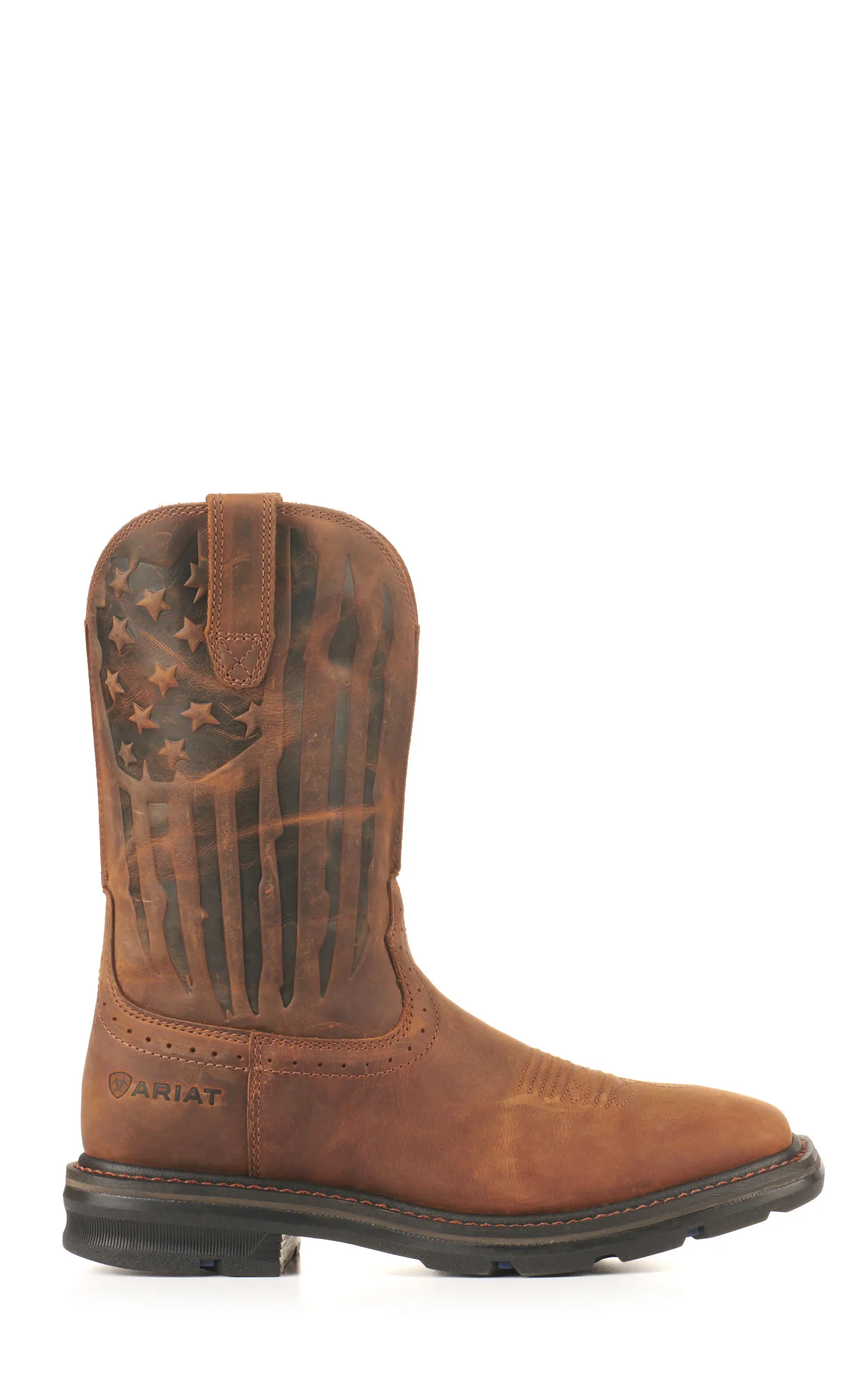 Ariat Men's Sierra Shock Shield Patriot Distressed Brown American Flag Square Toe Work Boots