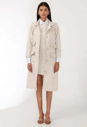 Aroop Handwoven Long Coat - Cream