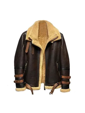 B3 Flight Sheepskin Aviator Fur Leather Coat