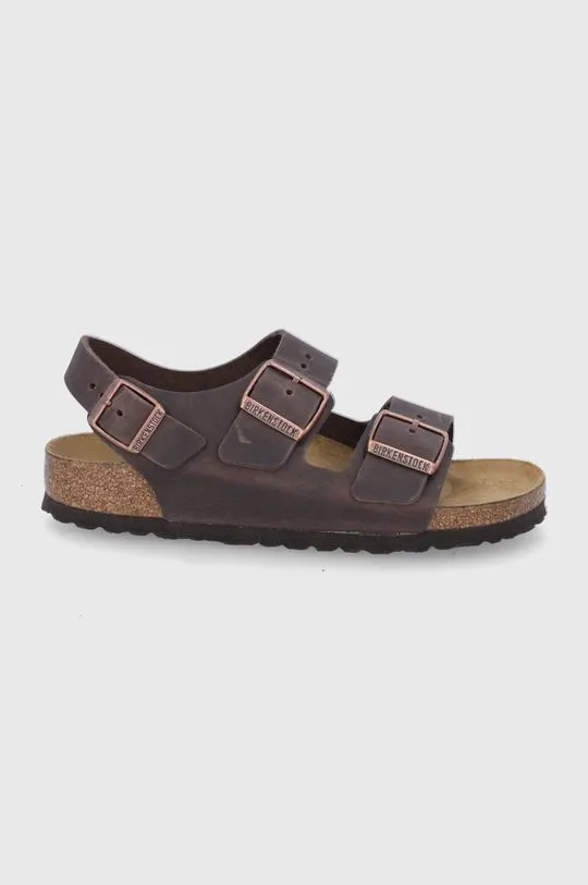 Birkenstock leather sandals Milano women's brown color 34873