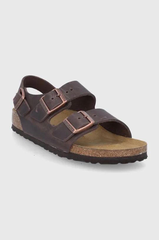 Birkenstock leather sandals Milano women's brown color 34873