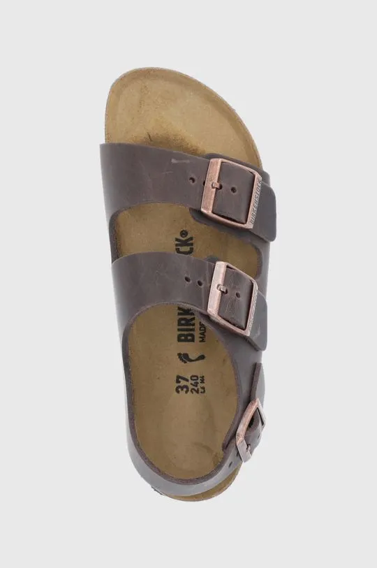 Birkenstock leather sandals Milano women's brown color 34873