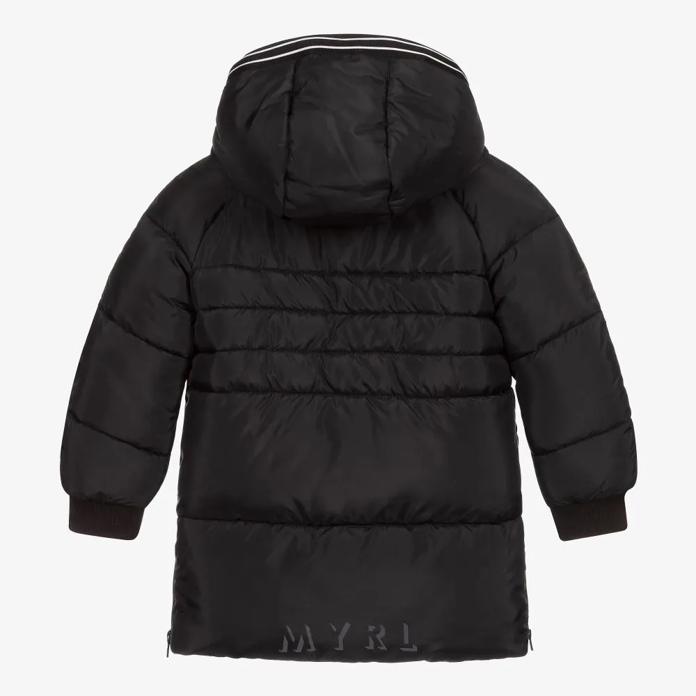 Boys Black Hooded Puffer Coat