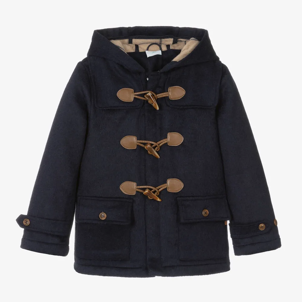 Boys Blue Hooded Duffel Coat