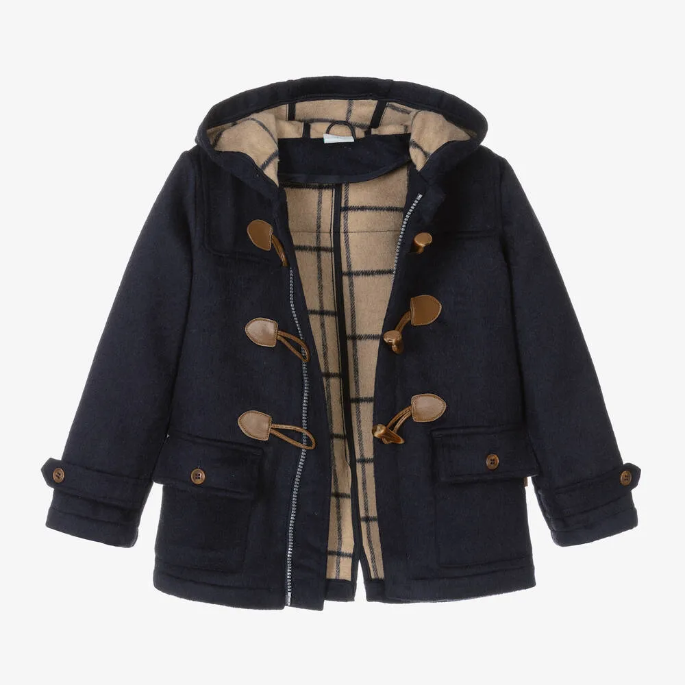 Boys Blue Hooded Duffel Coat