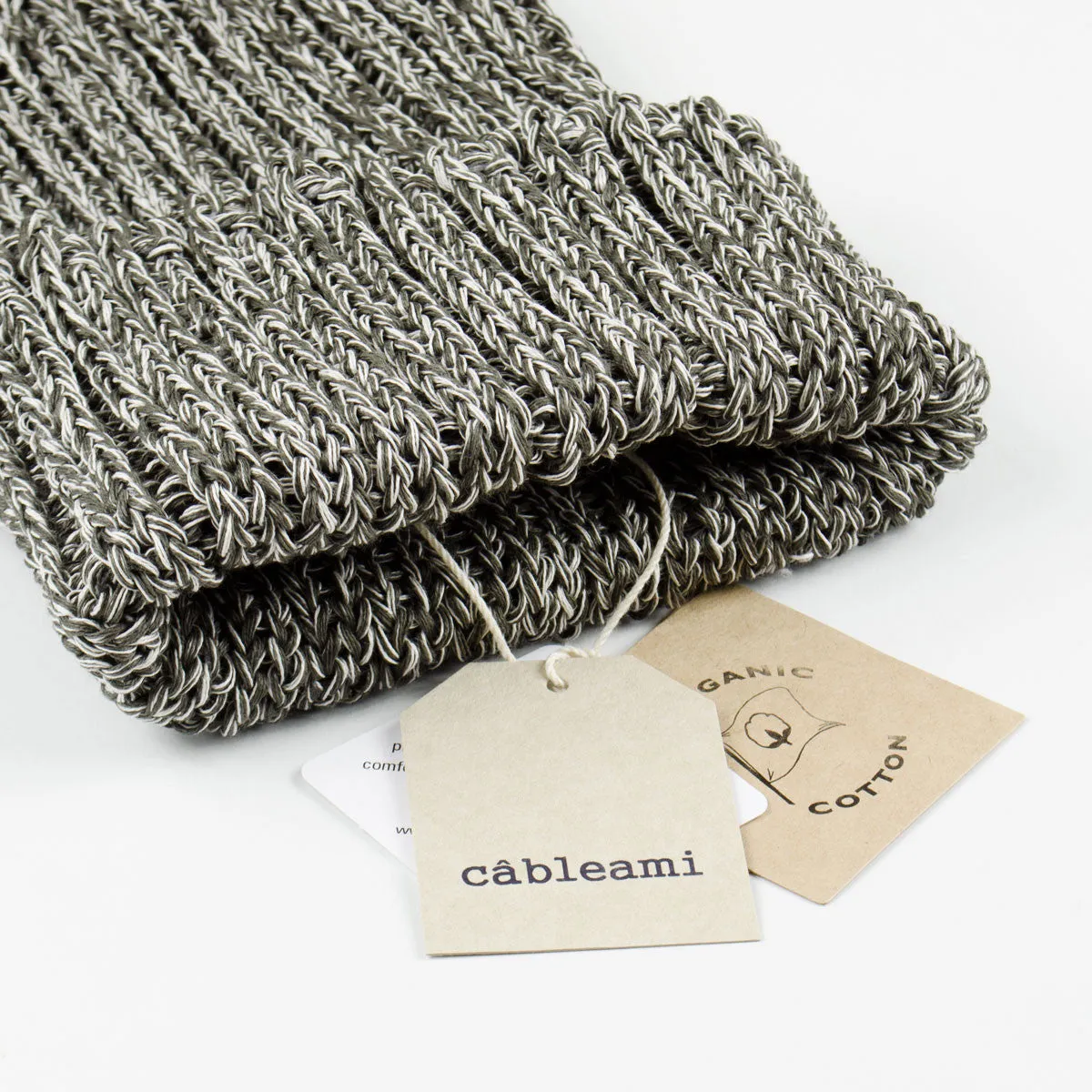 cableami - Linen-like Finished Cotton Beanie - Gray Mix