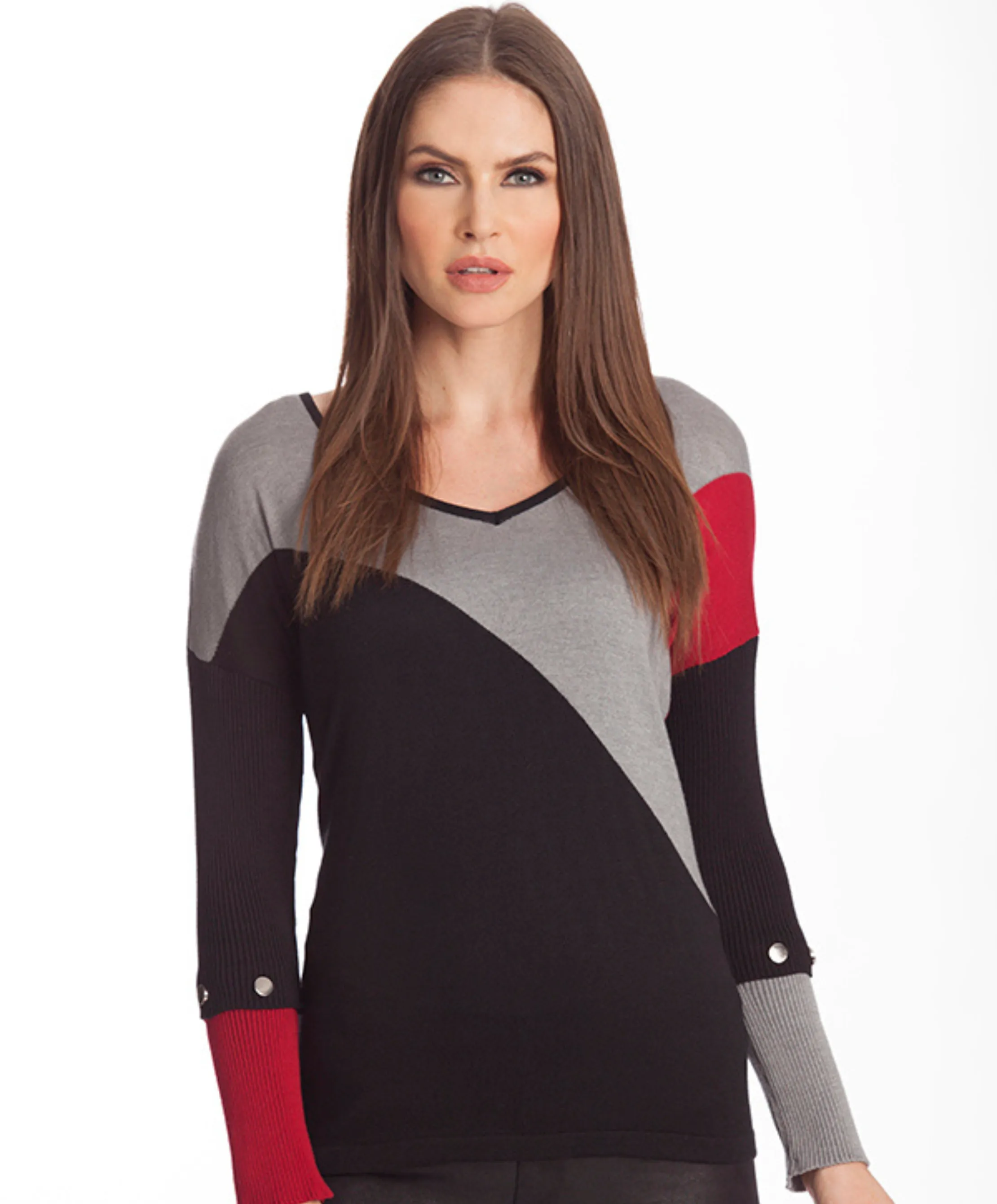 Color Block V-Neck Sweater