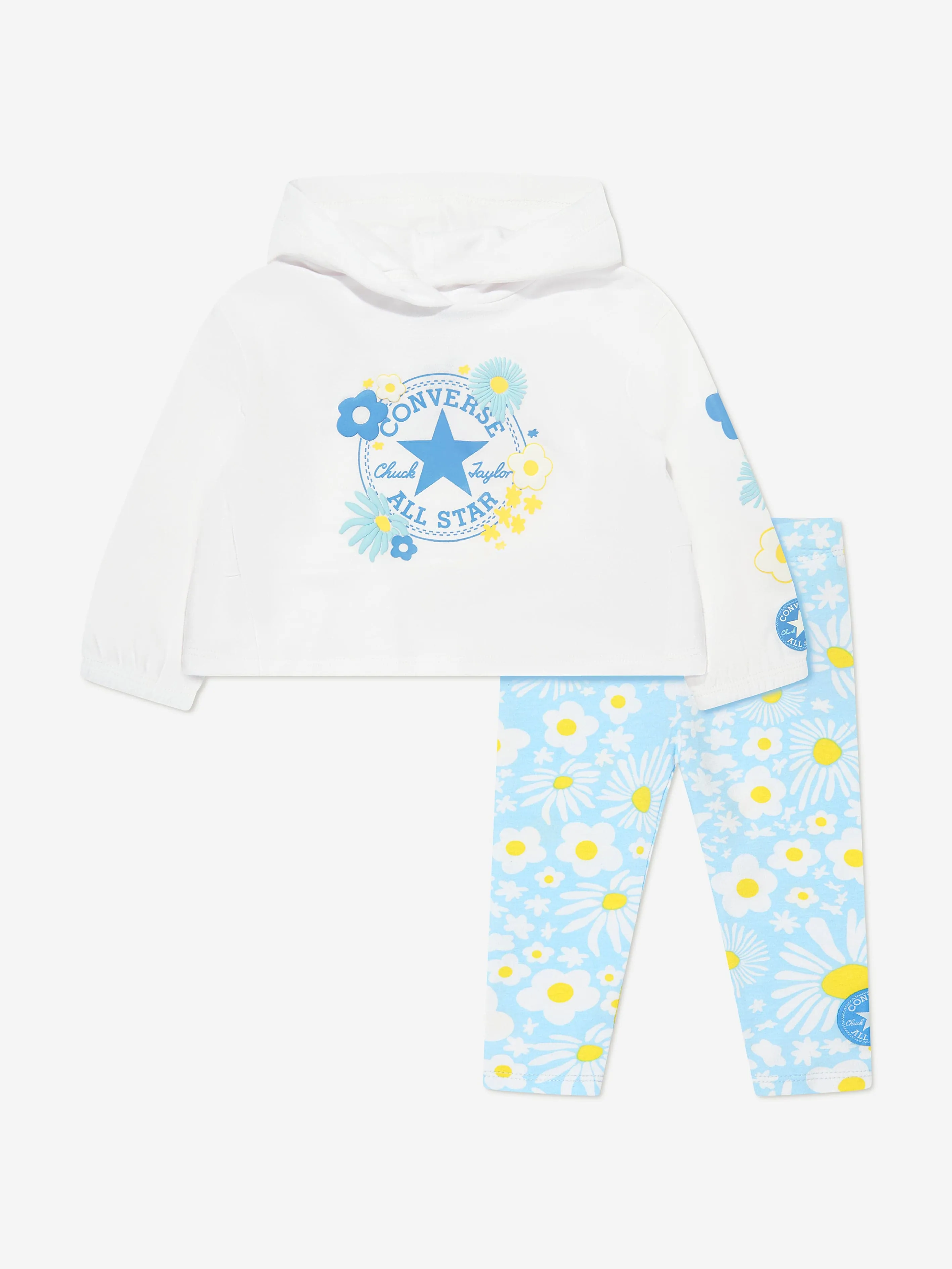 Converse Girls Floral Logo Hoodie And Leggings Set in White