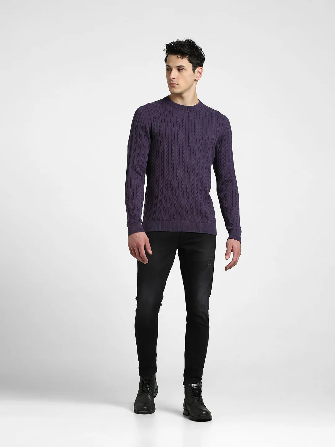 Dark Purple Knitted Sweater