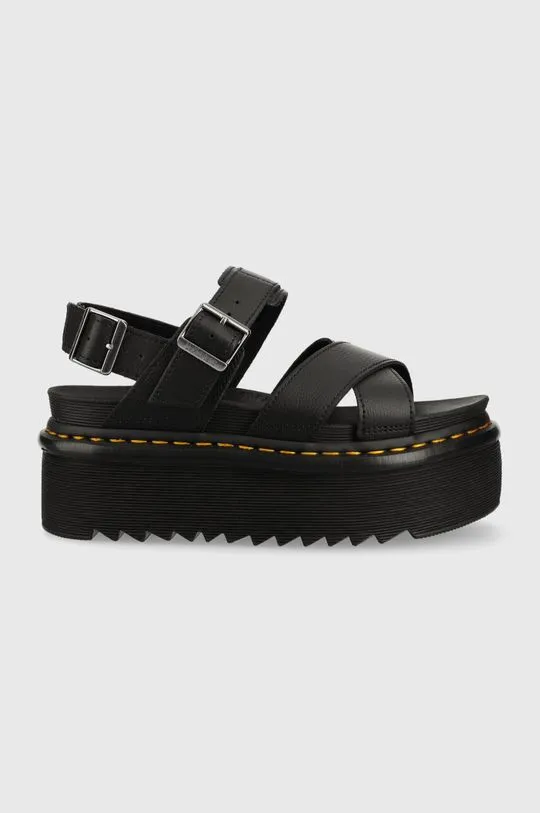 Dr. Martens leather sandals Voss II Quad women's black color DM30717001