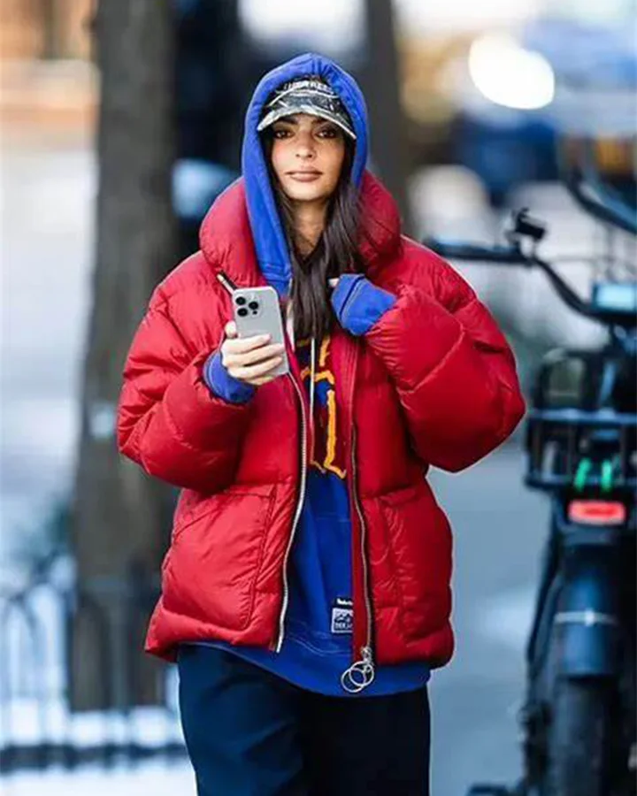 Emily Ratajkowski Red Puffer Jacket - William Jacket