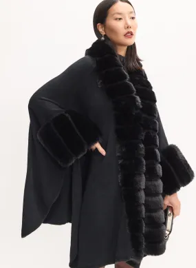 Faux Fur Trim Poncho