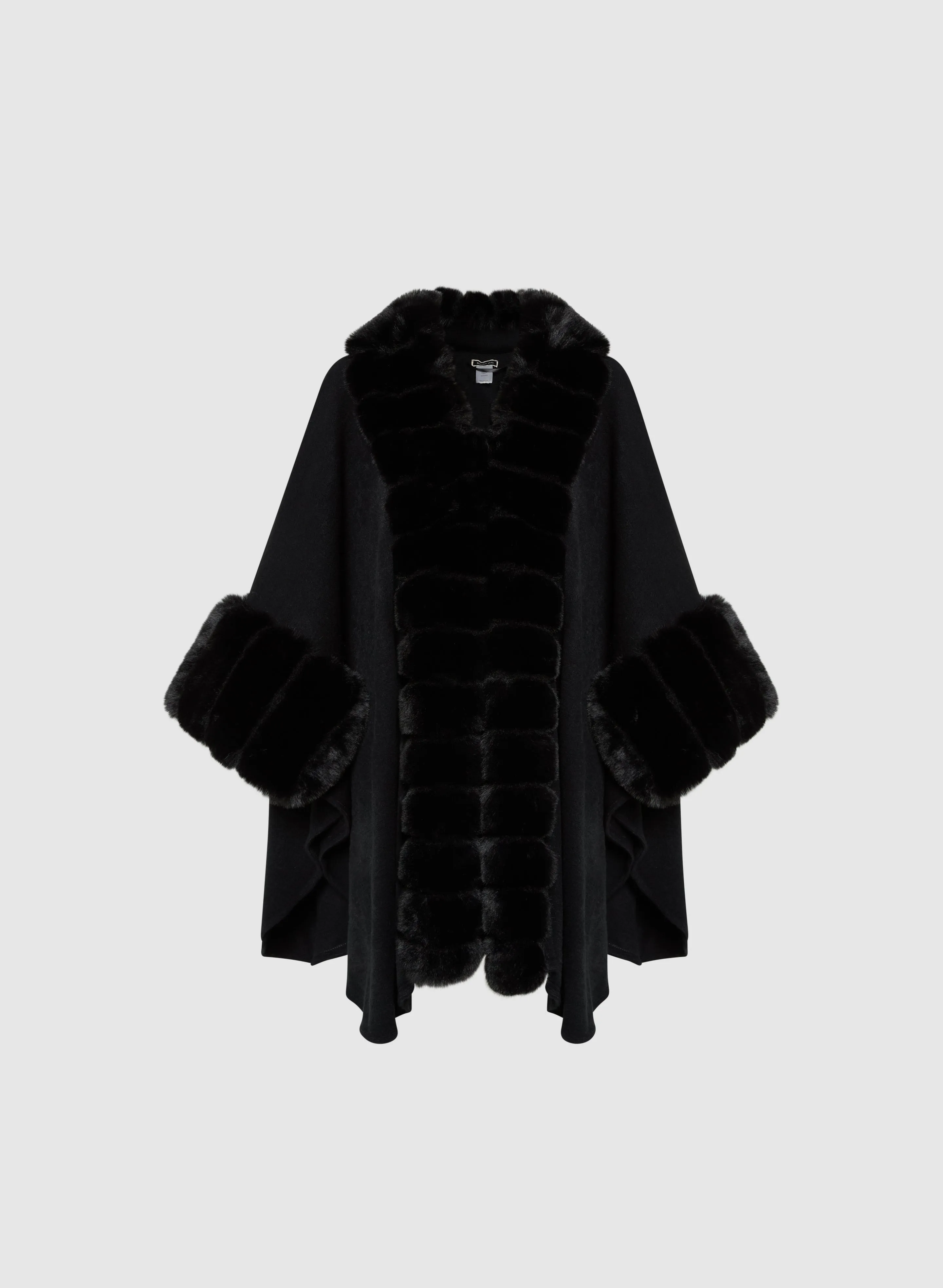 Faux Fur Trim Poncho