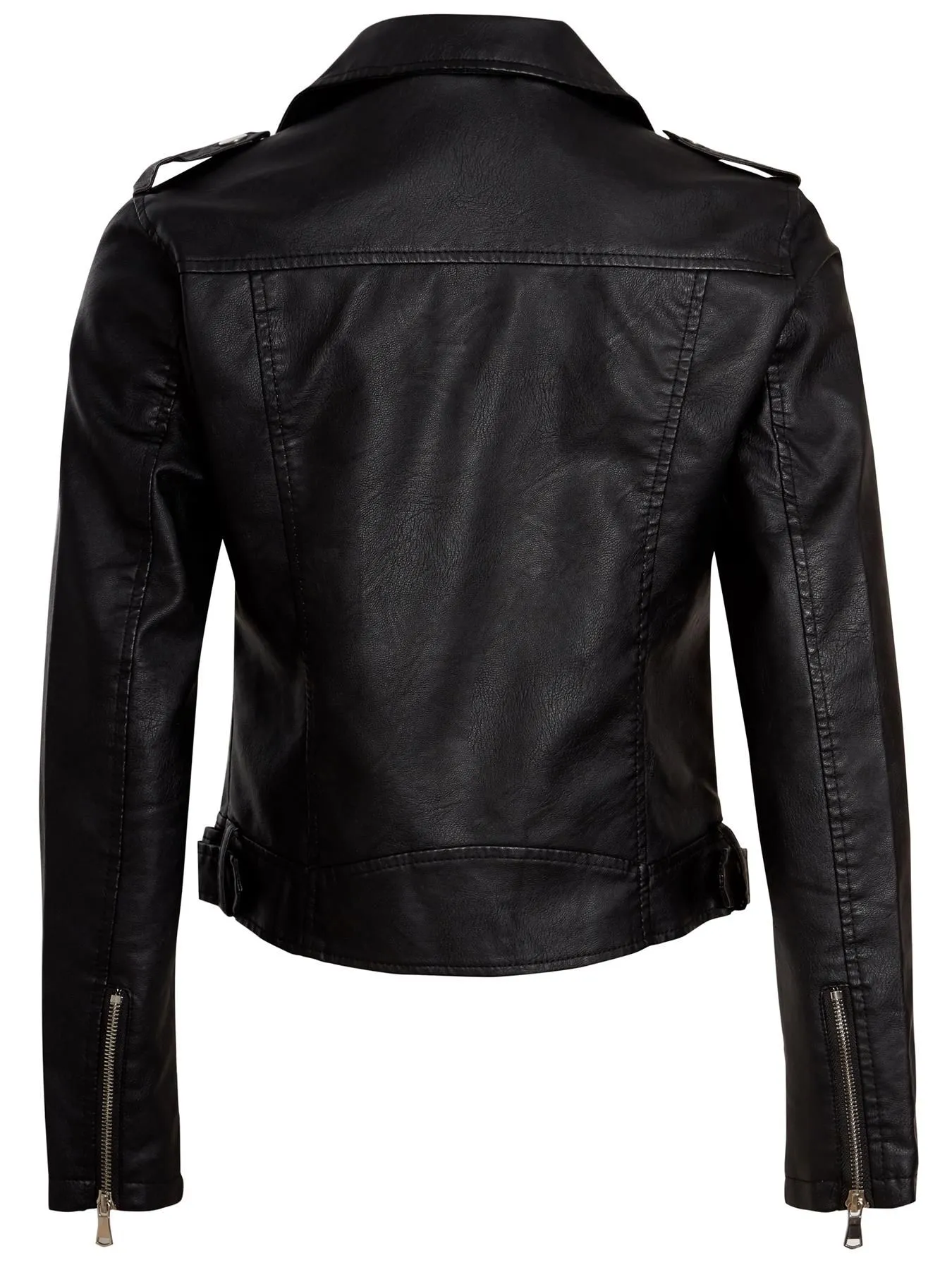 Faux leather Biker Jacket, Black PU, UK Sizes 8 to 16