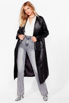 Faux Leather Mind Oversized Coat