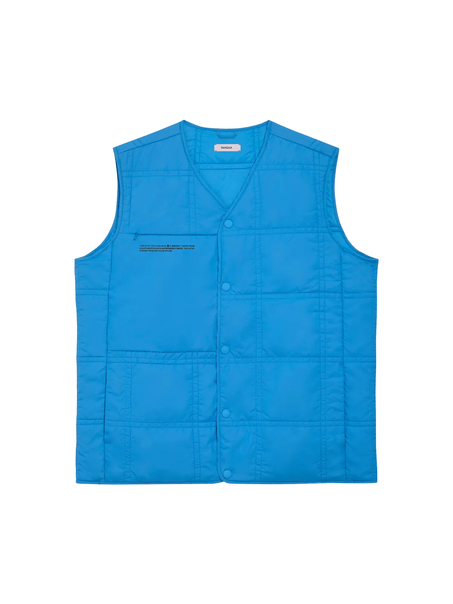 Flower-Warmth Quilted Gilet—cerulean blue