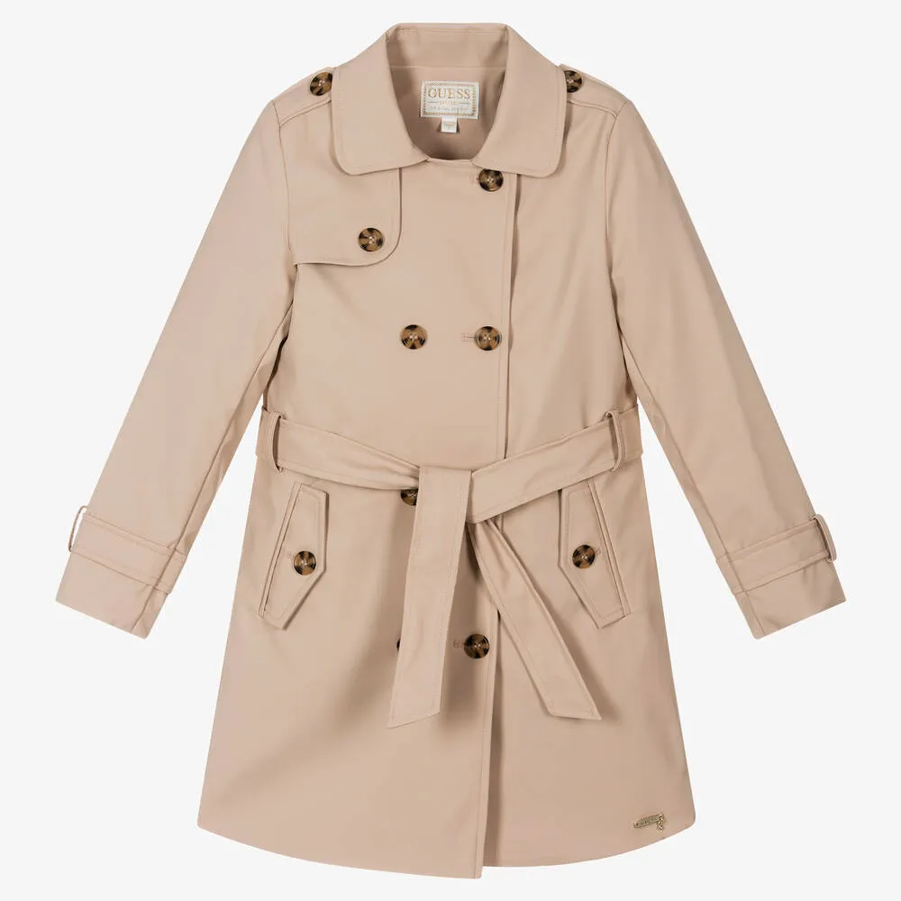 Girls Beige Belted Trench Coat