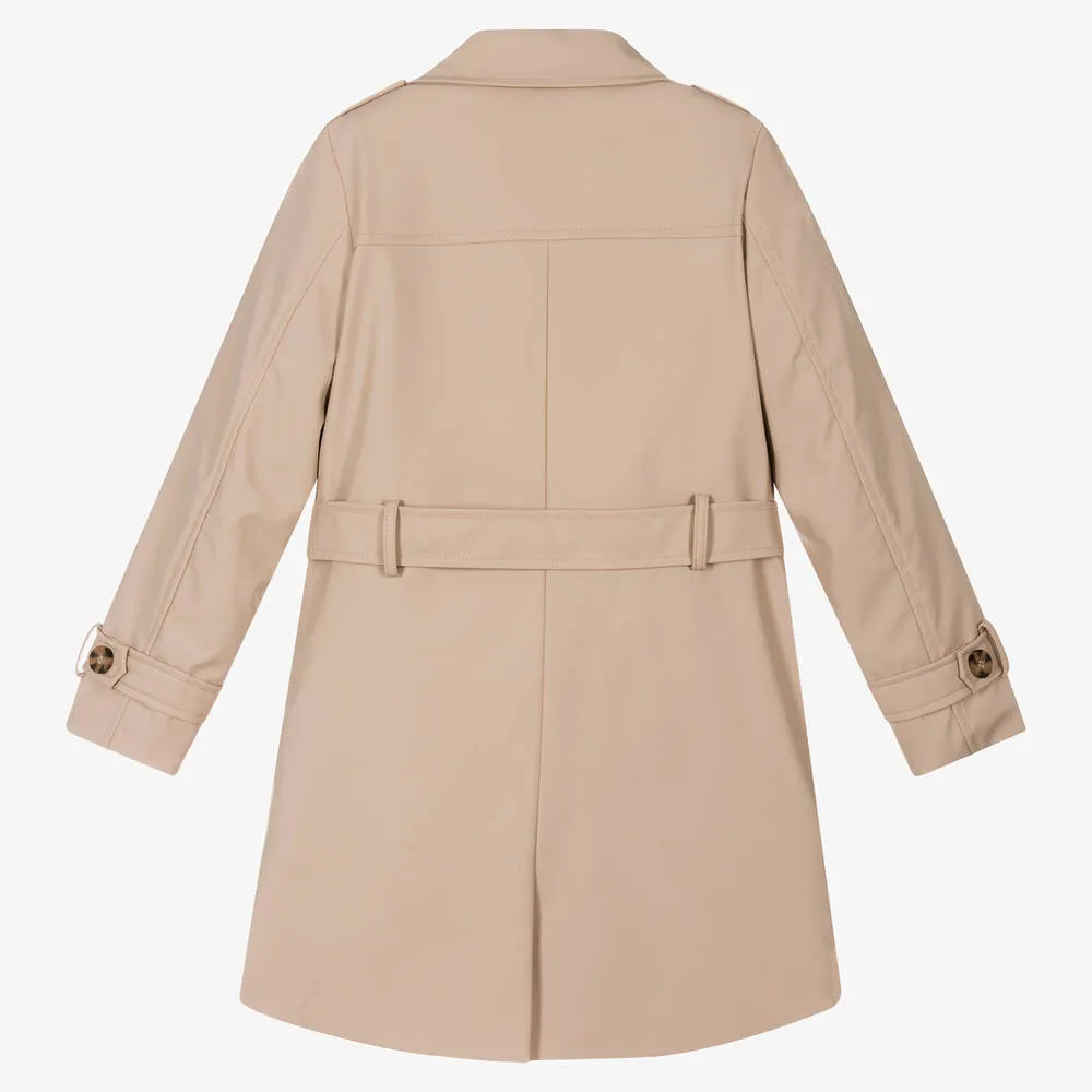 Girls Beige Belted Trench Coat