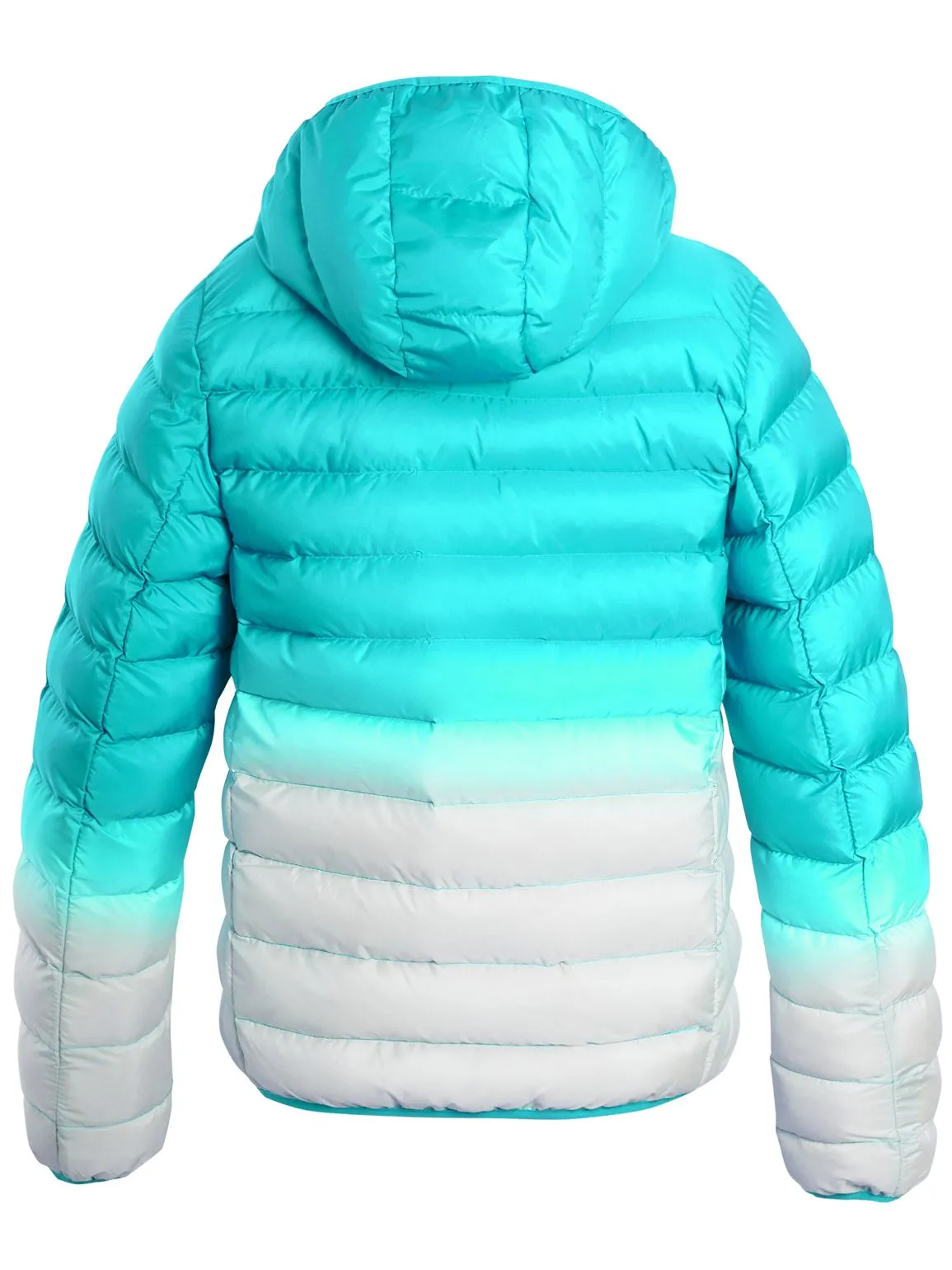 Girls Padded 2 Tone Puffer Jacket. Pink, Jade, Ages 7 to 13 Years