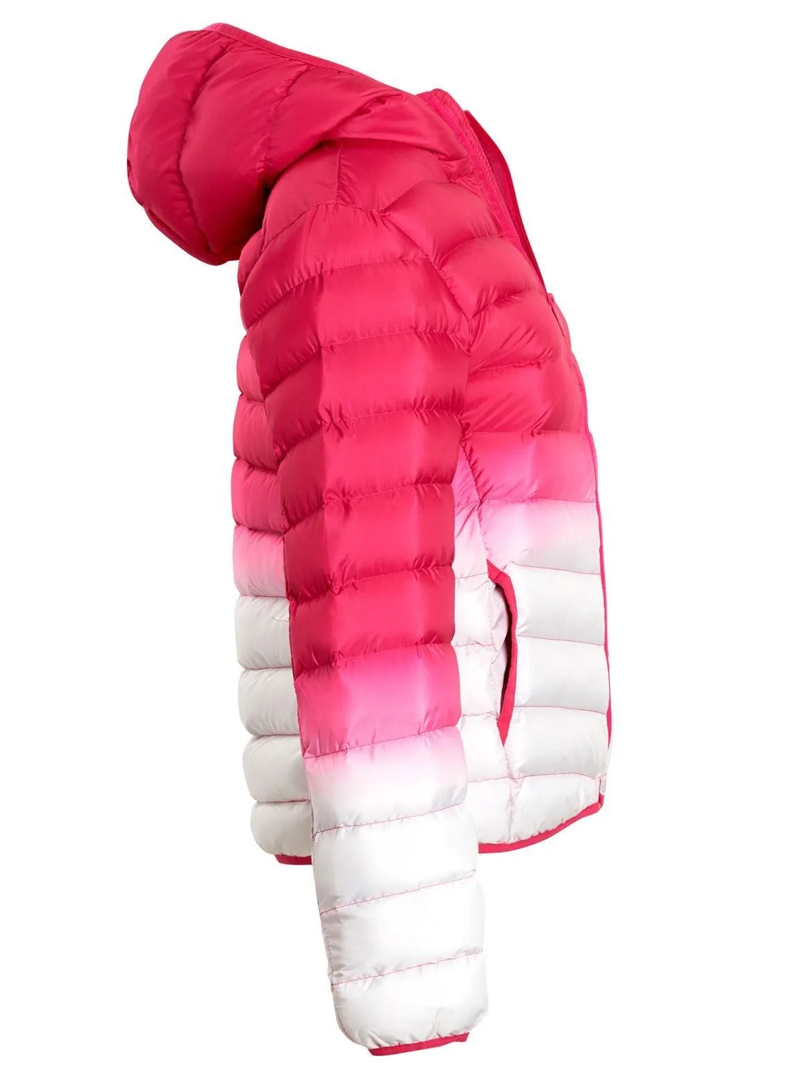 Girls Padded 2 Tone Puffer Jacket. Pink, Jade, Ages 7 to 13 Years