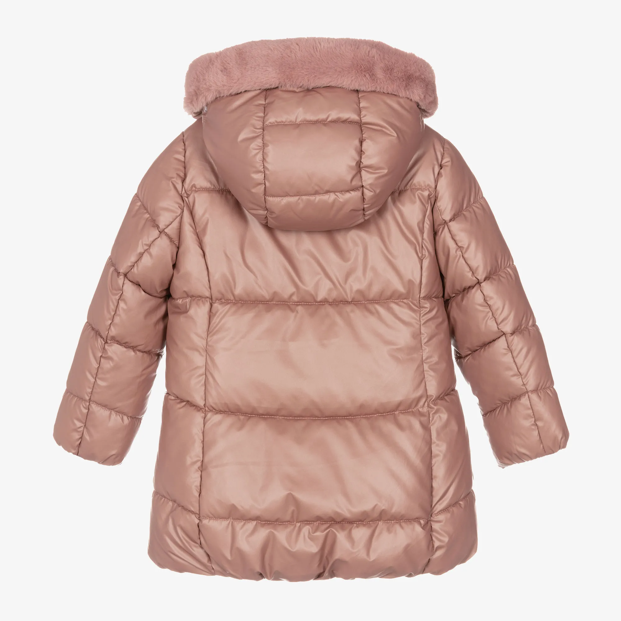 Girls Pink Hooded Puffer Coat