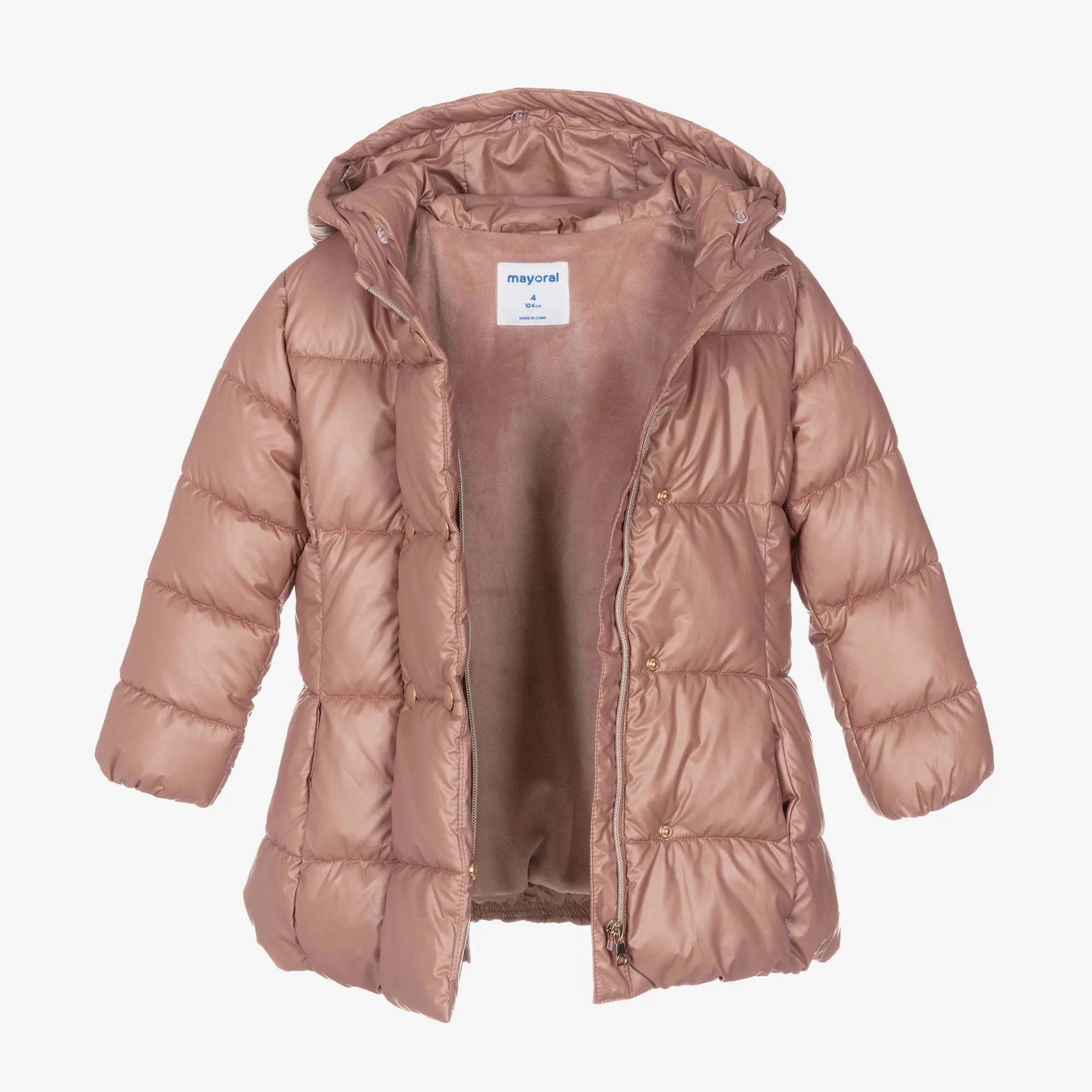 Girls Pink Hooded Puffer Coat