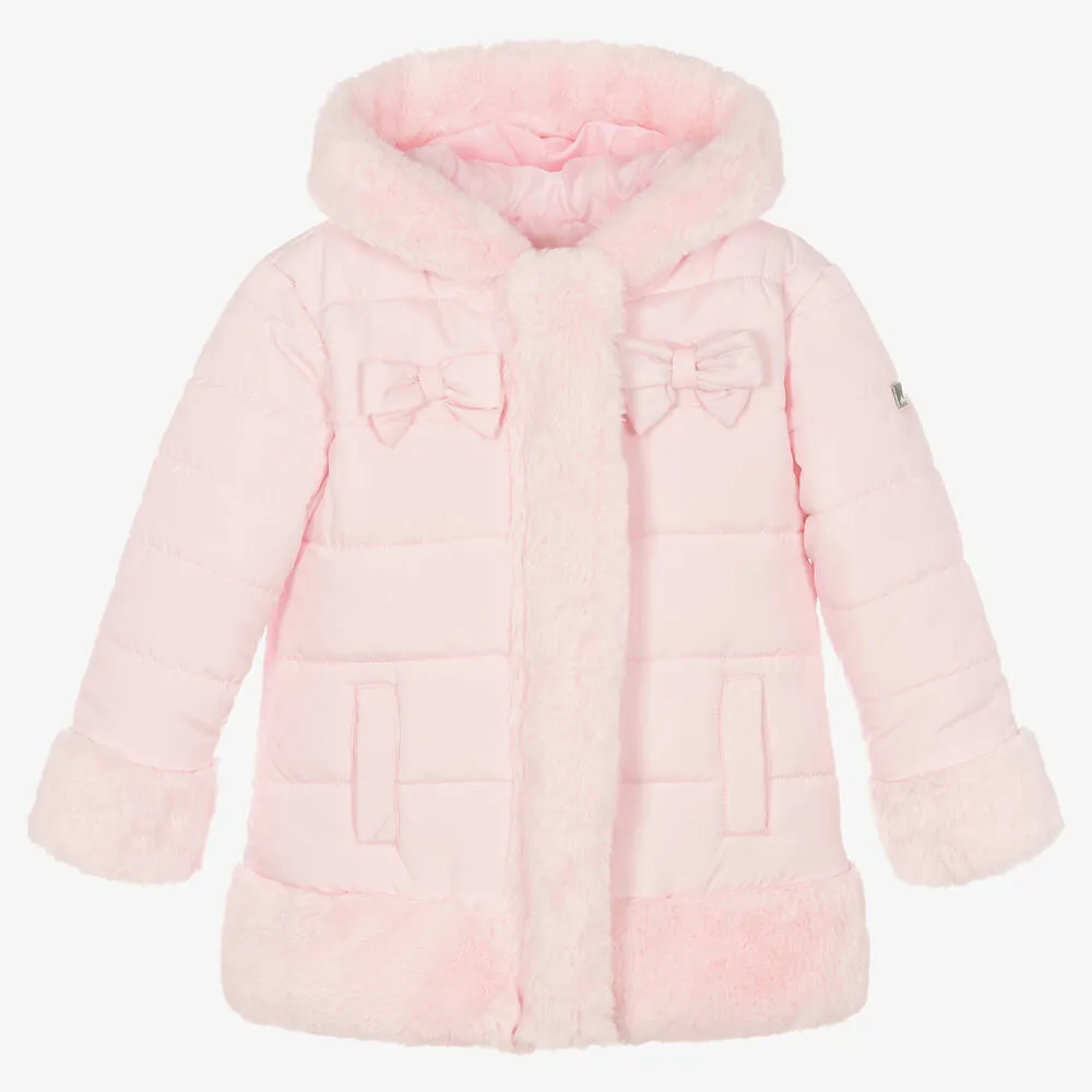 Girls Pink Padded Hooded Coat