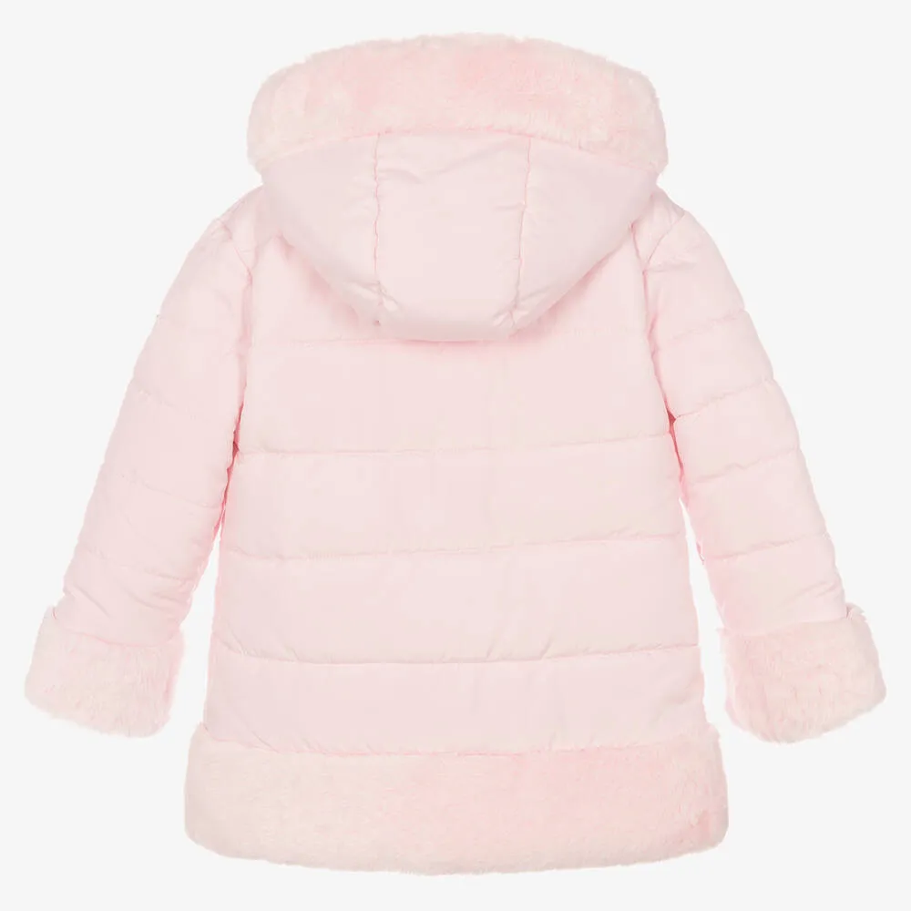 Girls Pink Padded Hooded Coat