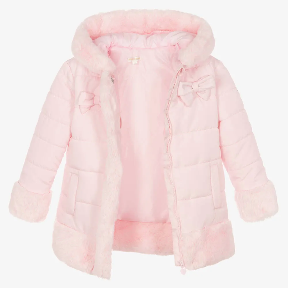 Girls Pink Padded Hooded Coat