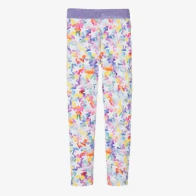 Girls Purple Rainbow Star Leggings 