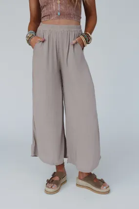 Go With The Flow Wide Leg Pant - Ash Mocha