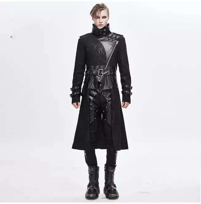 Gothic Men's Studded Buckle Coat