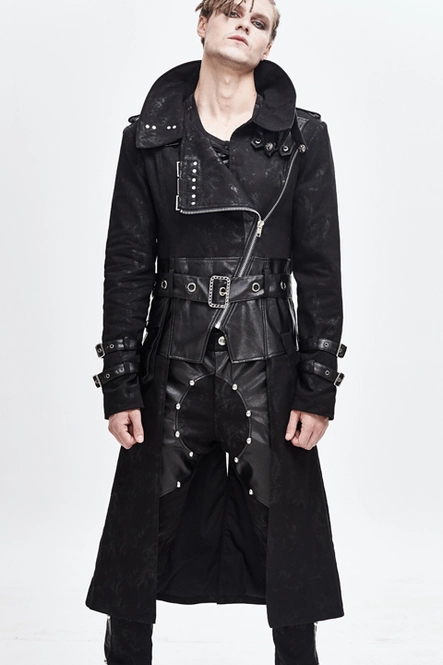 Gothic Men's Studded Buckle Coat