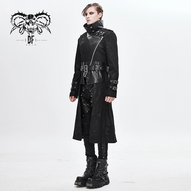 Gothic Men's Studded Buckle Coat