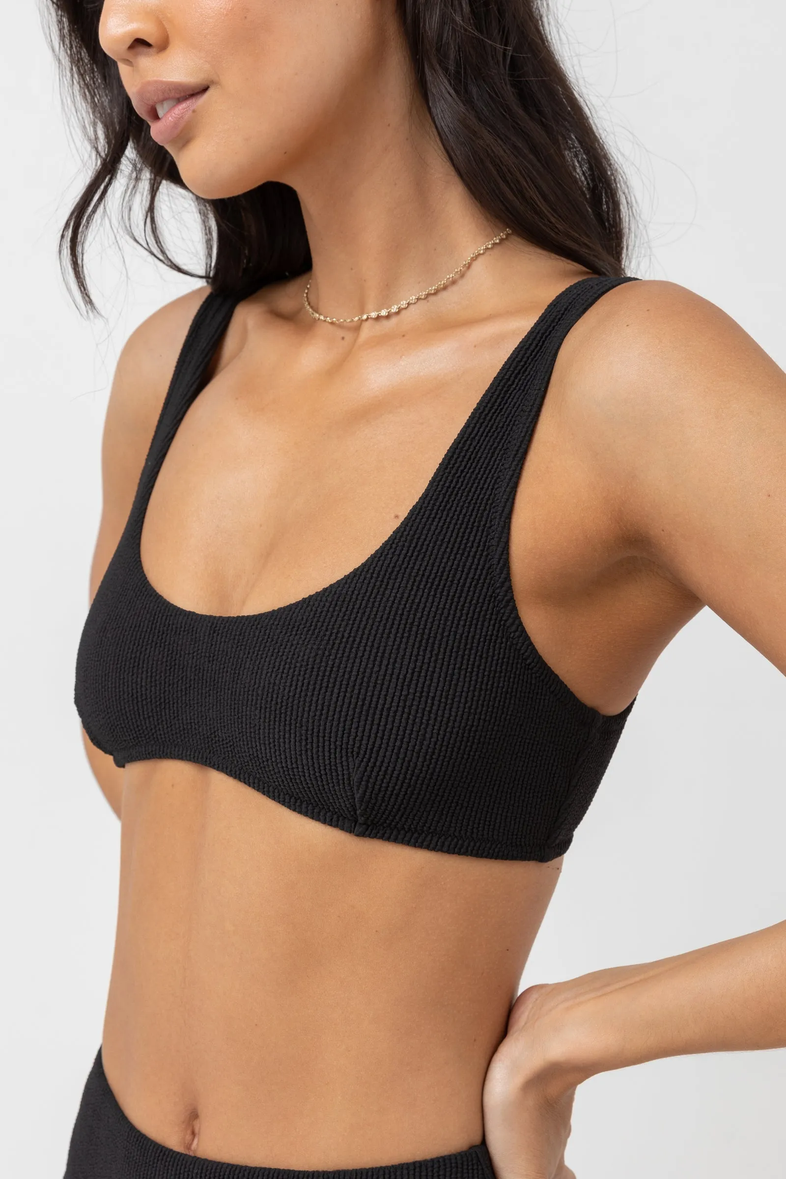 Isla Rib Eco Crop Top Black