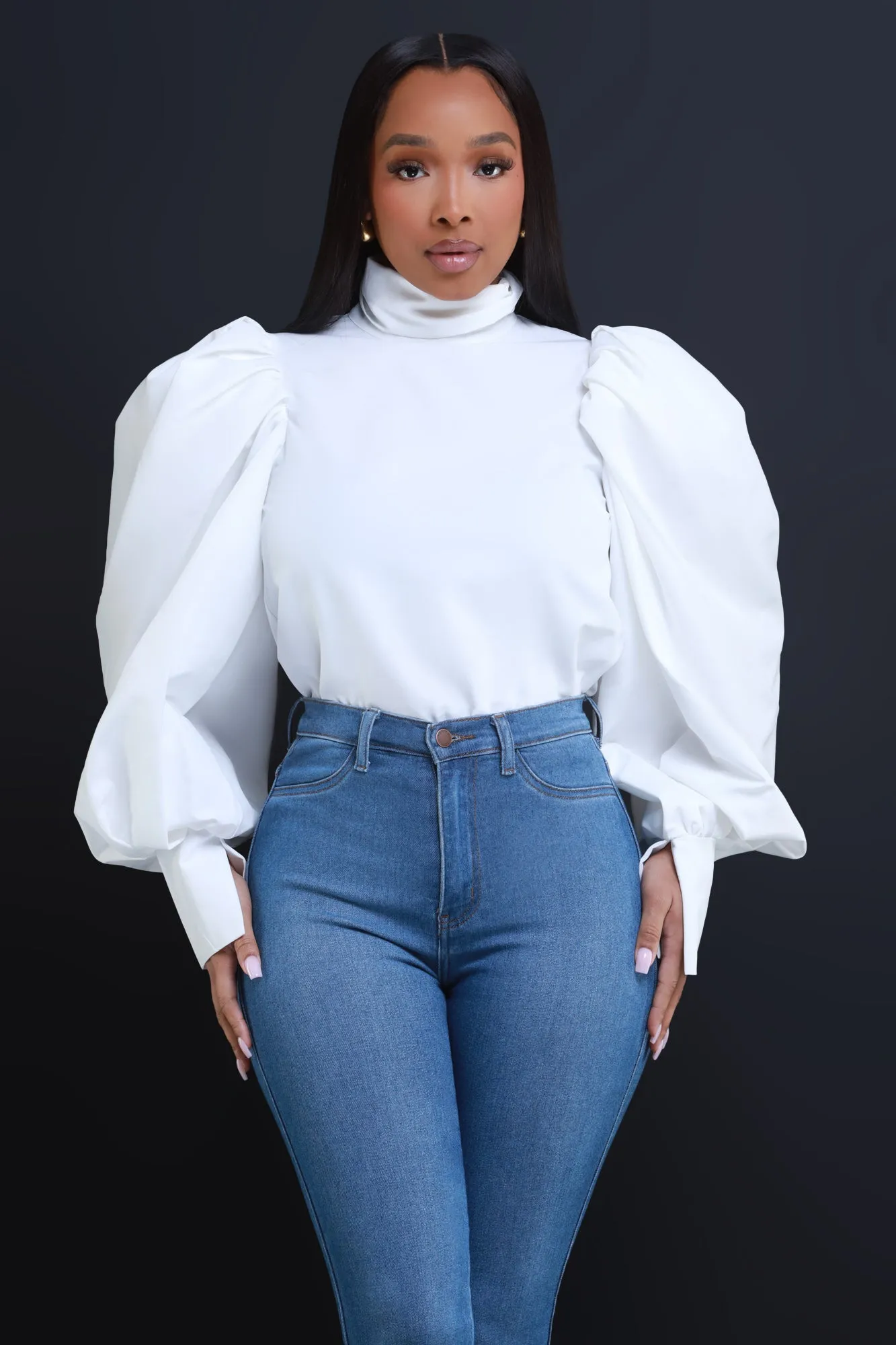 Jury's Out Power Shoulder Top - Ivory