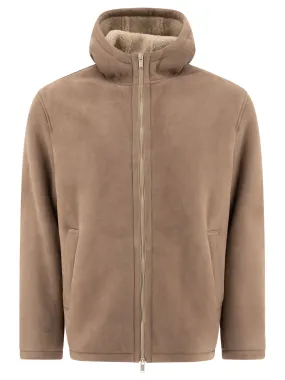 LARDINI Classic Beige Leather Shearling Jacket