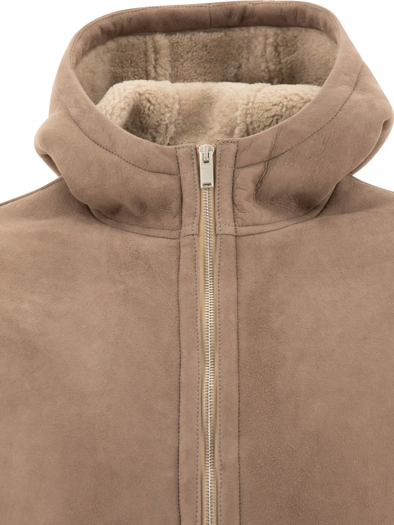 LARDINI Classic Beige Leather Shearling Jacket