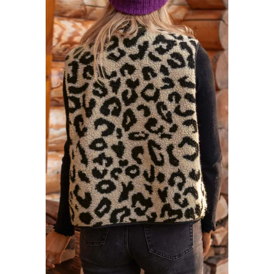 Leopard Button Up Vest Coat