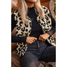 Leopard Button Up Vest Coat