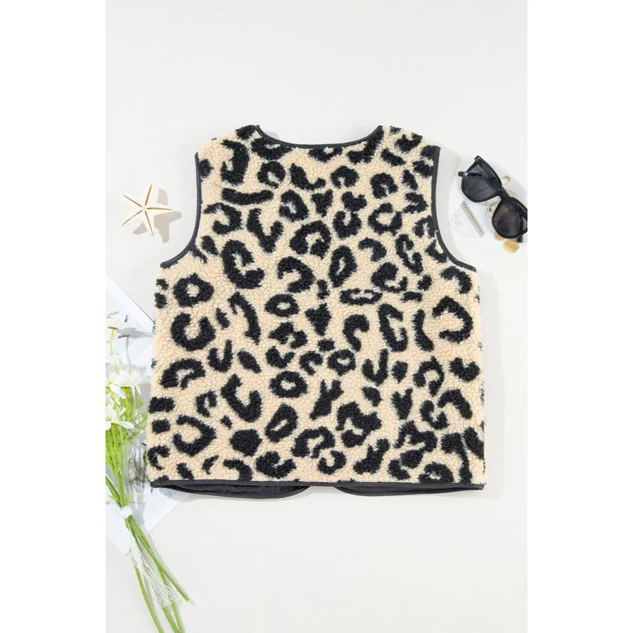 Leopard Button Up Vest Coat