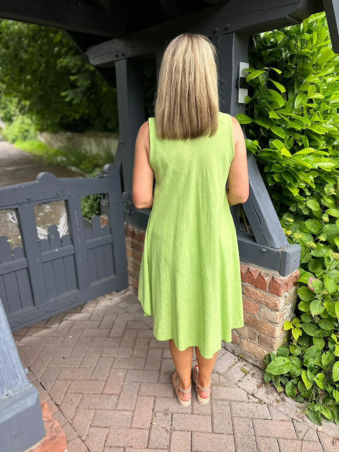 Lime Cotton Scoop Neck Dress Joy