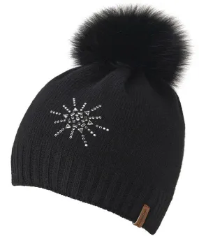 Manby Womens Ski Accessories Star Hat Black