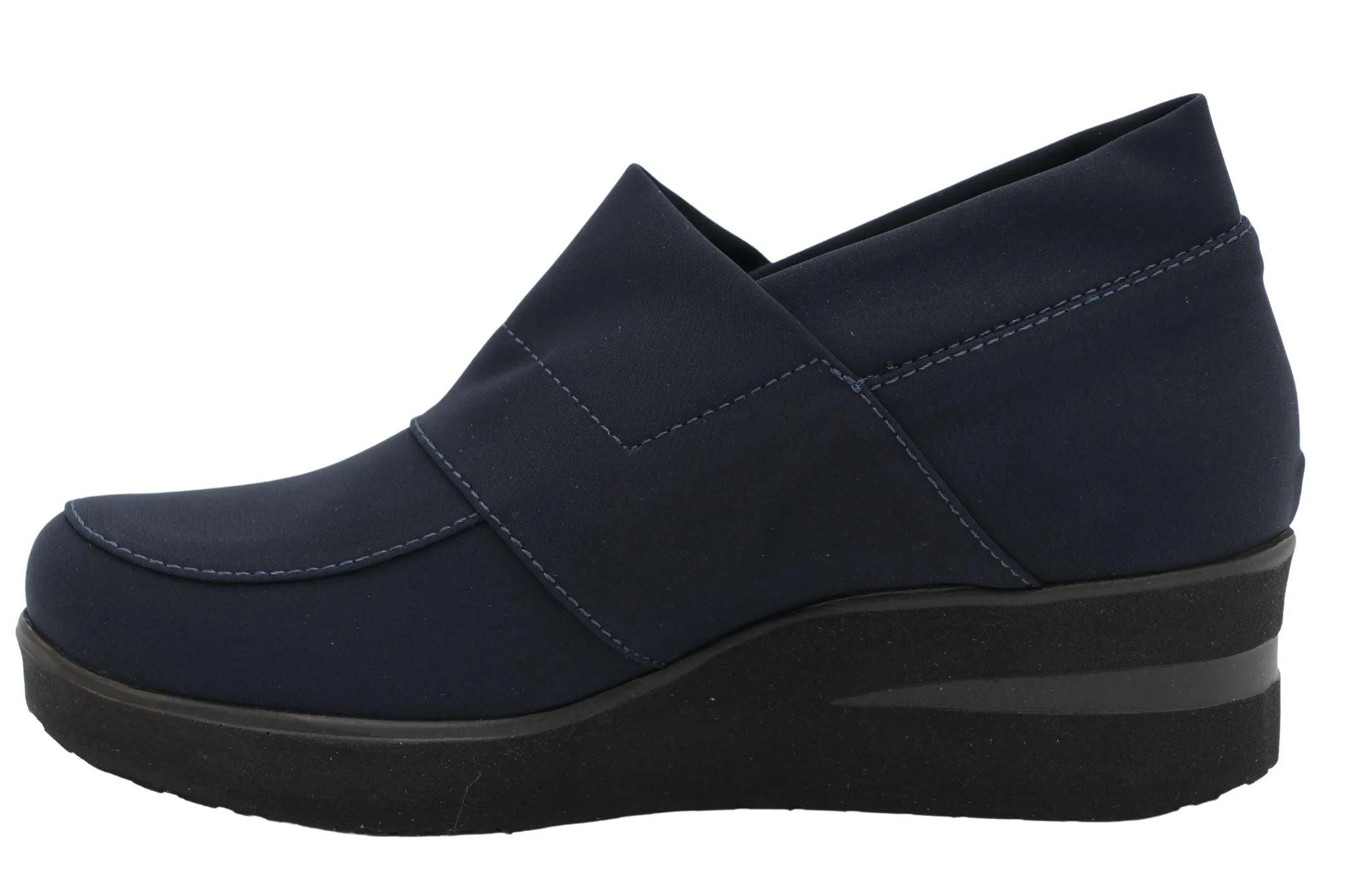 MARCO MOREO LOLA Navy Stretch Low Wedge Shoe G -473