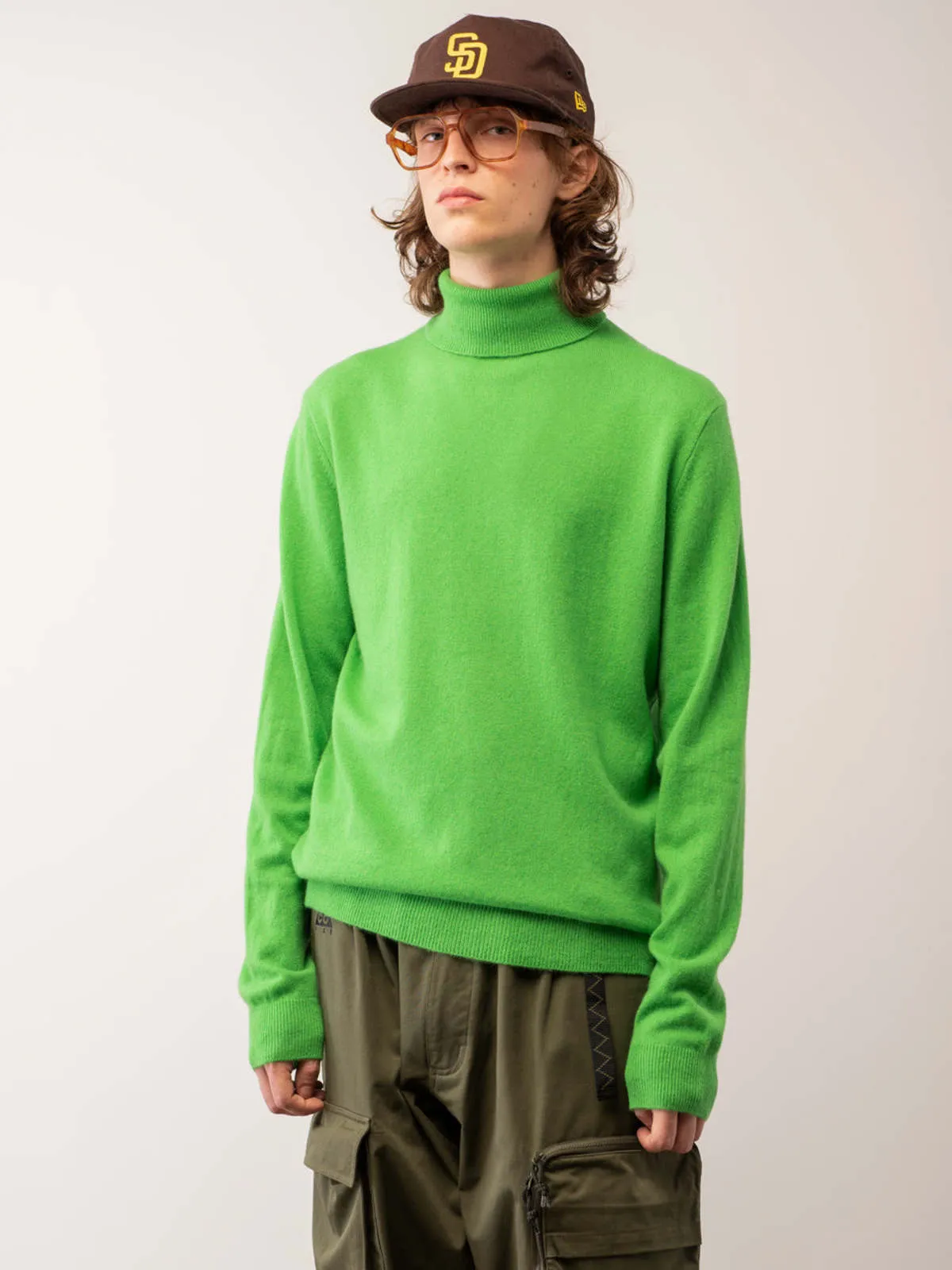 Men Turtleneck Sweater - Green