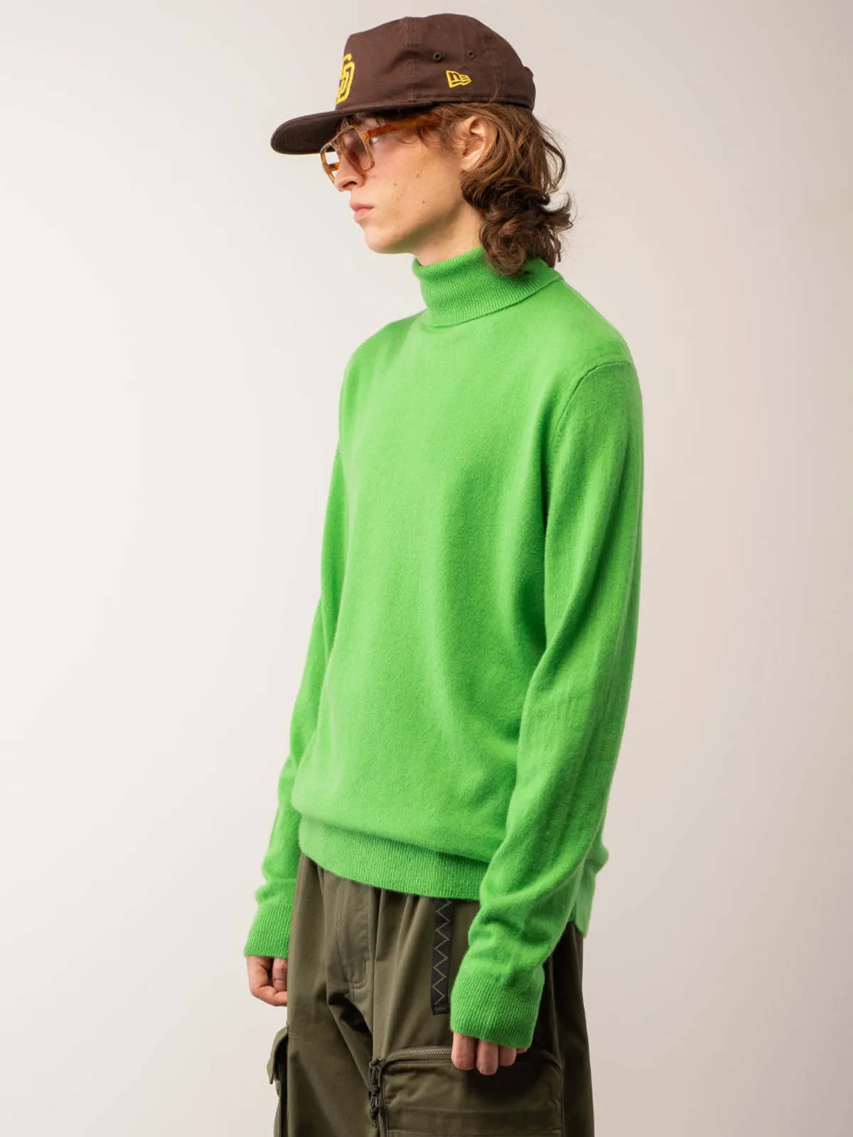 Men Turtleneck Sweater - Green