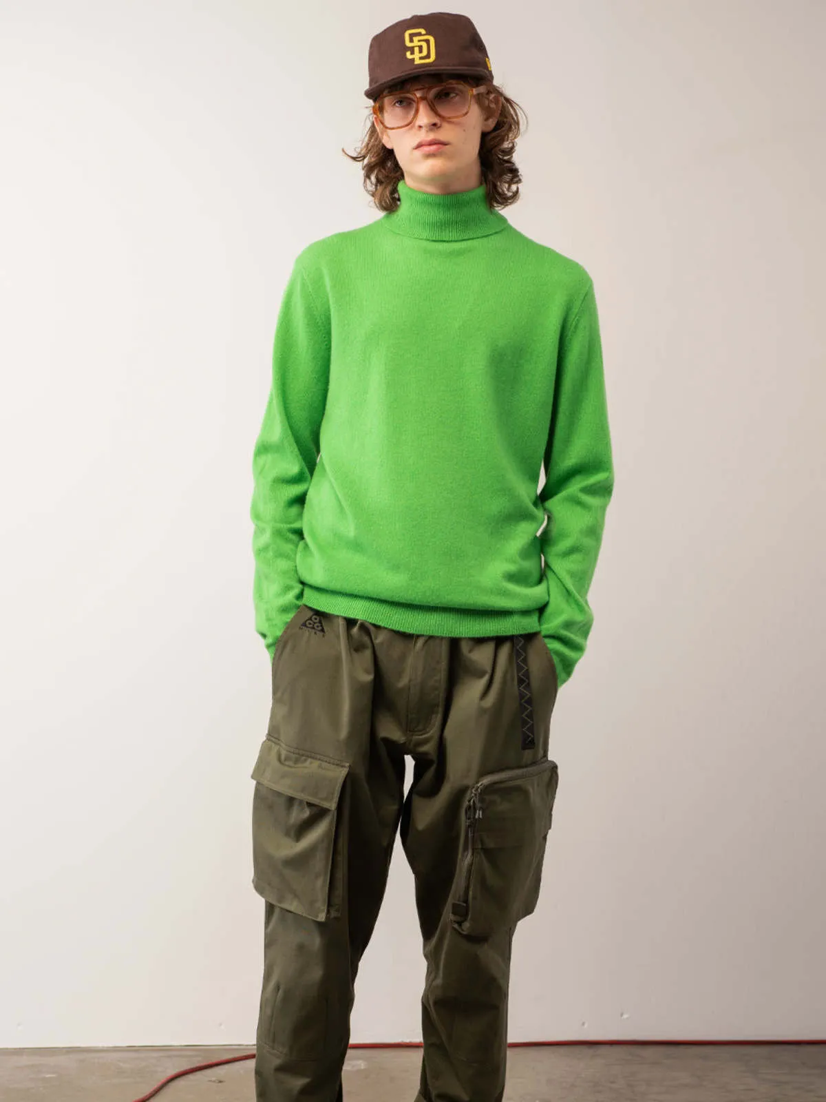 Men Turtleneck Sweater - Green