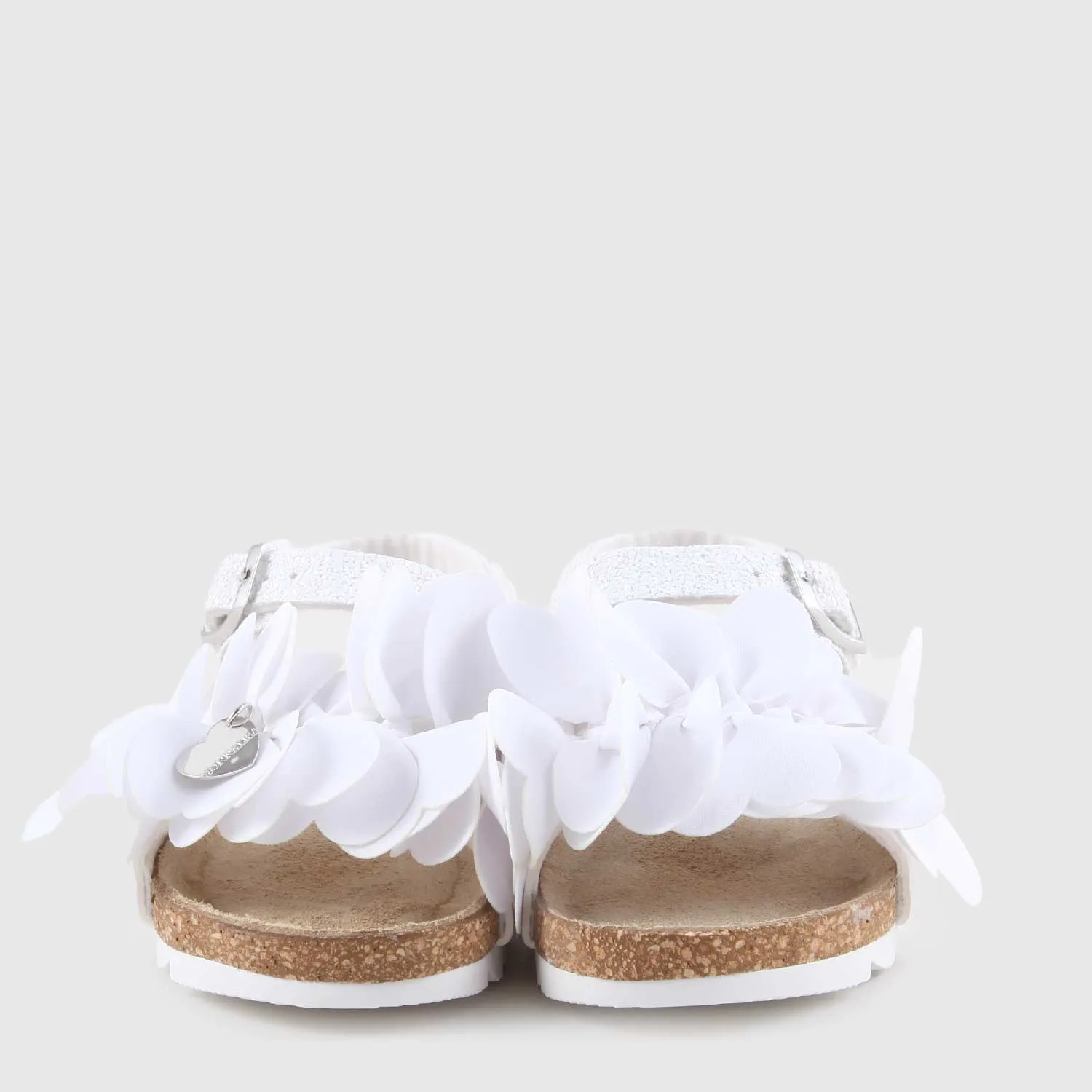 Monnalisa White Sandals With Petals For Girls